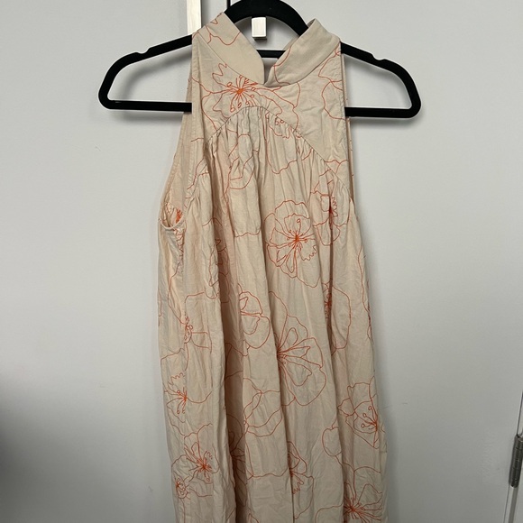 Love Bonito Martina Embroidered Mandarin Collar Mini Dress Halter Top w/ Pockets - Picture 1 of 6